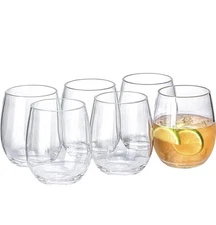 Stemless Wine Cups 18oz (Set of 6), Acrylic, Shatter-Proof, BPA-Free, Dishwas...