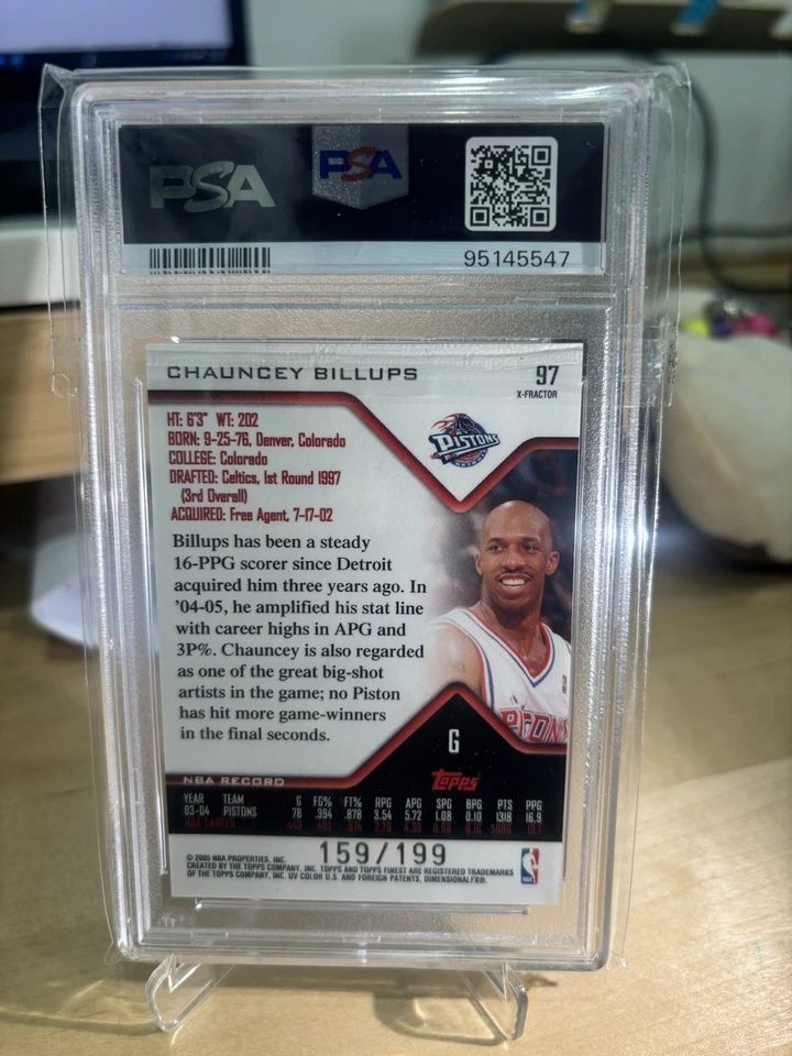CHAUNCEY BILLUPS 2004-05 TOPPS FINEST X-FRACTOR #/199 PSA 10 - Image 2 of 2