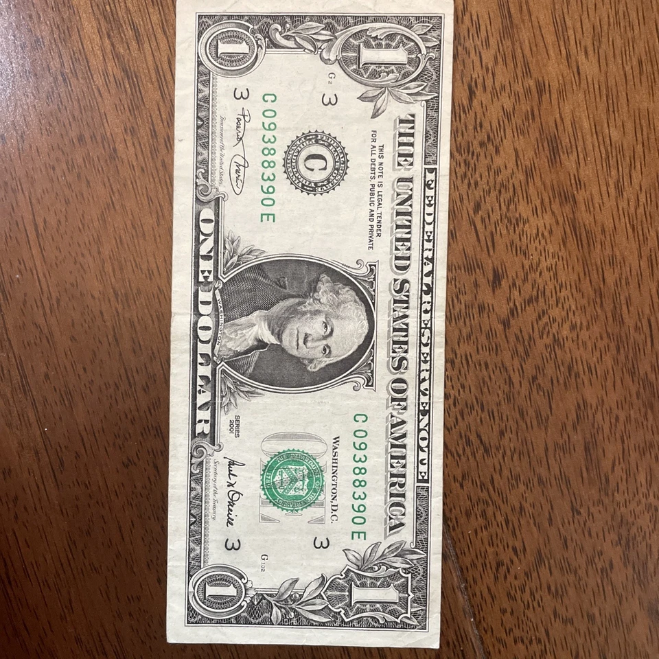 Fancy Serials Numbers “RADARS” Oldest $1 2001 C(09388390)E Collectors Gems - Image 3 of 4