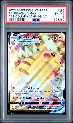 2023 POKEMON SWSH BLACK STAR PROMO #286 FULL ART/PIKACHU VMAX PSA 8
