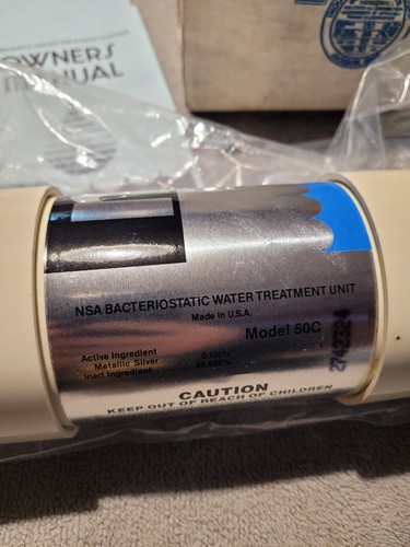 Bidone unità trattamento filtro acqua batteriostatico NSA 50C vintage nuovo in scatola GAC - Foto 2 di 4