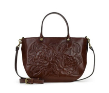 Patricia Nash Fairford Tooled Leather Convertible Satchel Bag-British Tan-NWT