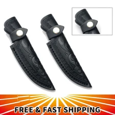 2-Pack Black Leather Sheath Fixed Blade Straight Knife Sheath Scabbard Pouch USA
