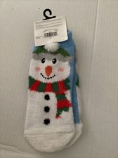 Holiday Time Women's Low Cut Cozy Socks Shoe Size 4-10 Snowman 1 Pair So Soft