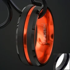 Custom Engraved Tungsten Thin Orange Line Ring Coast Guard Search & Rescue