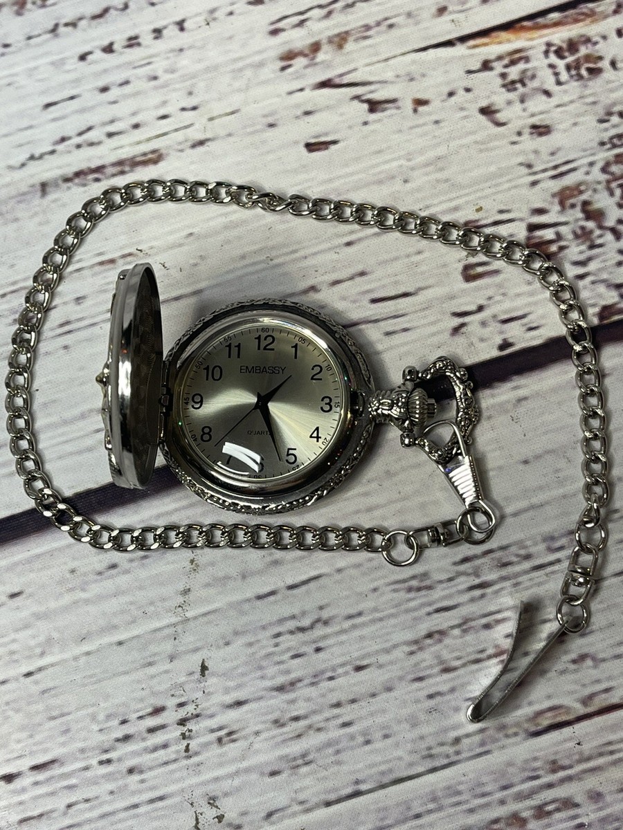 Pocket Watch Embassy By Gruen Quartz Japan Movt Vintage Two-tone