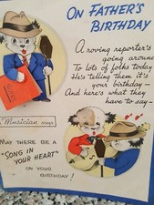 VINTAGE American  1930s Birthday Card "FATHER'S BIRTHDAY" USA J.P. T-1569