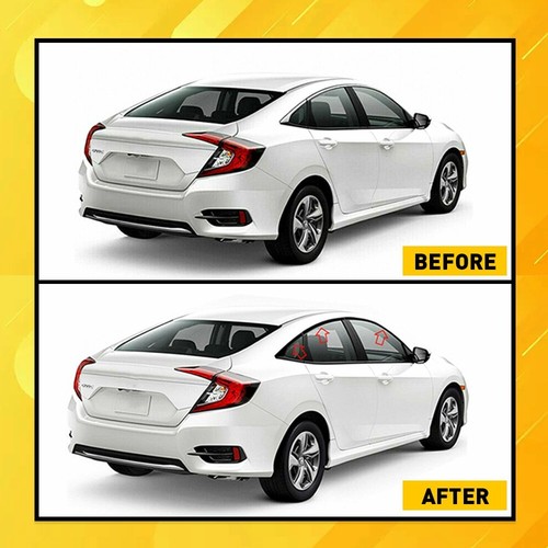 6 molduras de oscurecimiento de ventana cromadas para accesorios Honda Civic Sedán 2016-2021 - Imagen 5 de 12