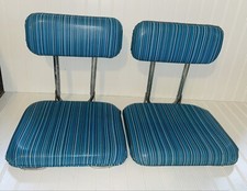 VTG Frabill Blue/White Striped Folding Locking Bleacher Stadium Boat Seat
