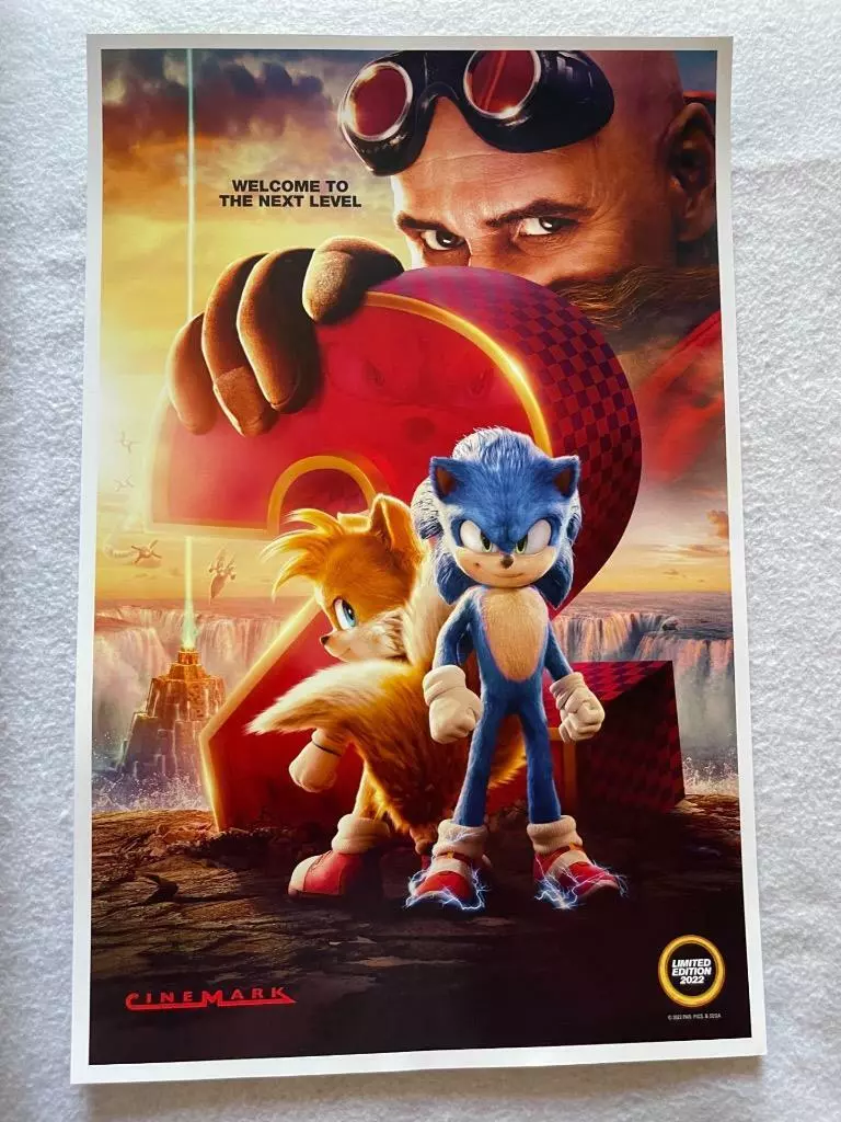 SONIC THE HEDGEHOG 2 - 11X17 Original Promo Movie Poster MINT Cinemark LE  2022, The Cinema Collection