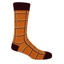 PEPER HAROW Men's Check Mustard Mercerised Egyptian Cotton Sock