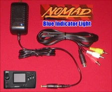 AC Adapter Power Supply W/LED & AV TV Cable for Sega Genesis Nomad System NEW
