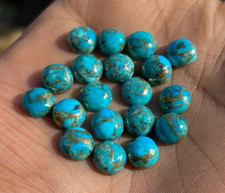 20MM Natural Blue Copper Turquoise Round Shape Cabochon Loose Gemstone 10Pcs Lot