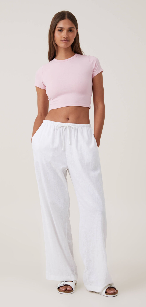 Cotton:On Micro Crop Tee Short Sleeve Crop Top T-Shirt Chalk Pink