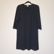J.JILL Solid Black Ponte Knit Stretch Seamed Casual Tee Dress Size Large