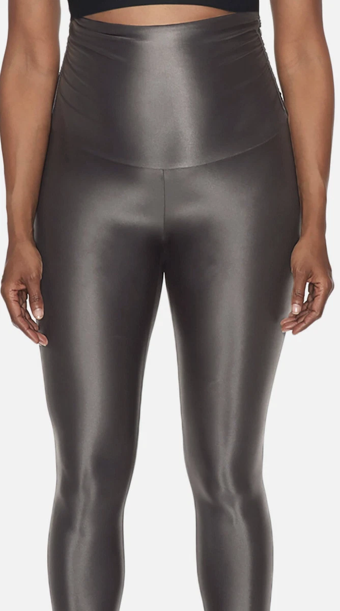 KORAL Lustrous Maternity Full Length LEGGINGS Shiny LEAD Grey-Sz Extra  Small XS