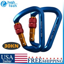2x 30KN D-Ring Aluminum Rock Climbing Rescue Caving Carabiner Screw Locking Hook