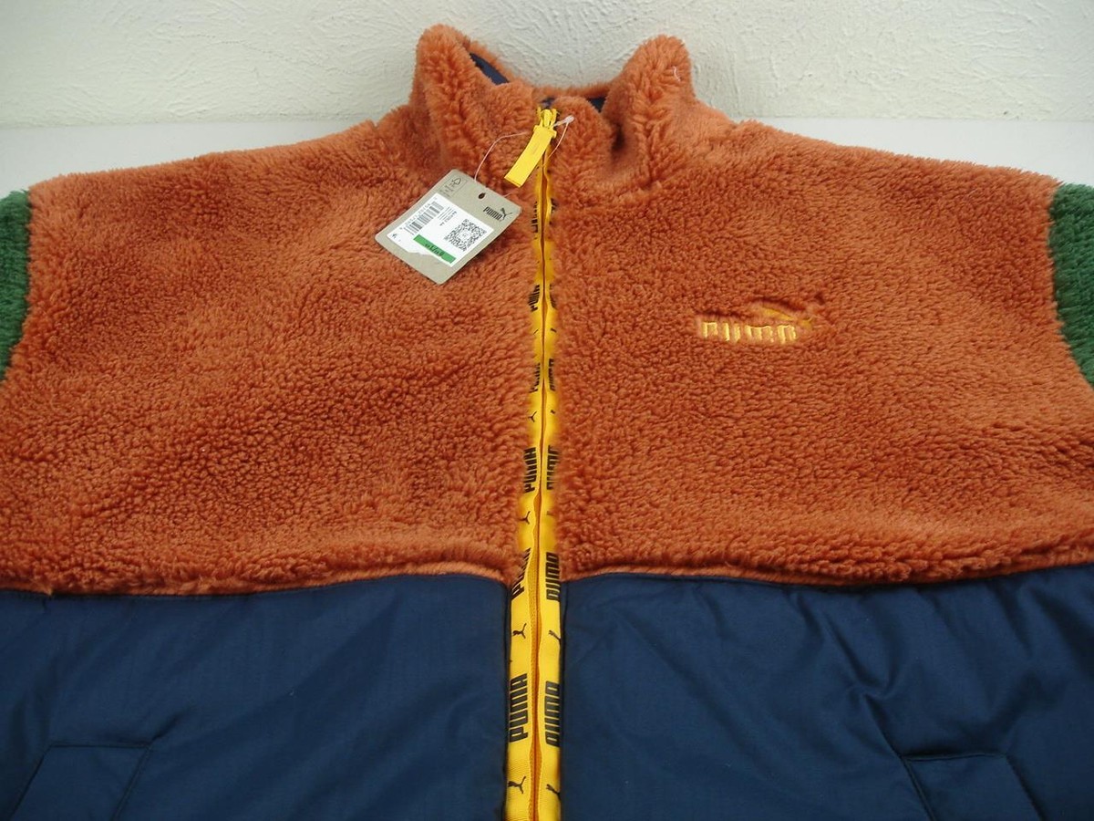ジャケット・アウター YUMAMA Men's L Puma Sherpa Hybrid Fleece Jacket Warm Chestnut 849353-64
