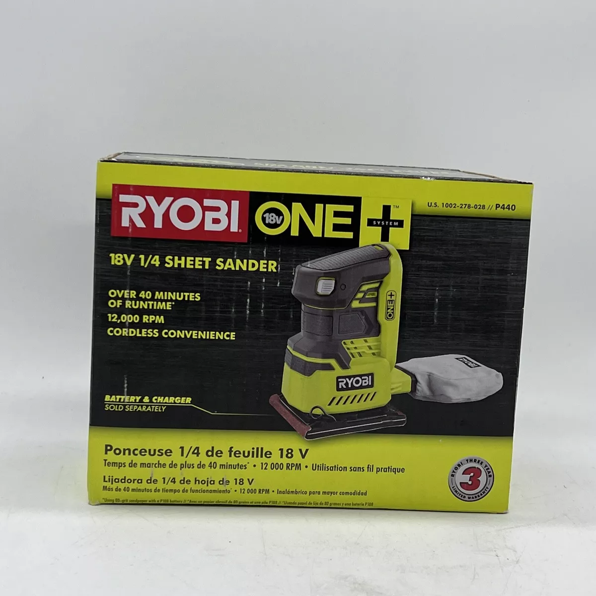 Ryobi one+ 18 volt quarter sheet sander sales