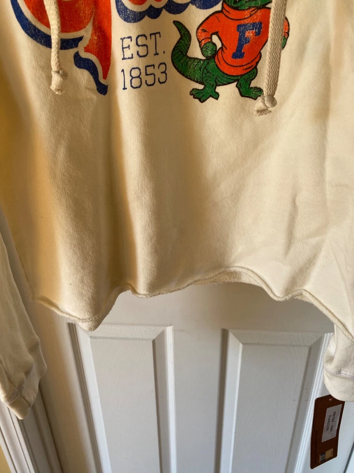 Original Retro Brand Women's Florida Gators Crop Hoodie Large Vintage White - Image 3 of 4