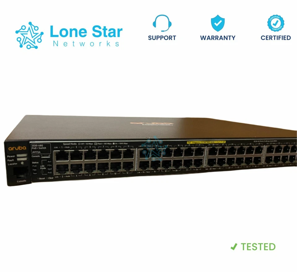 Aruba J9772A 48 RJ-45 Network Switch 10/100/1000 PoE+ Ports-Lifetime Warranty - Image 2 of 3