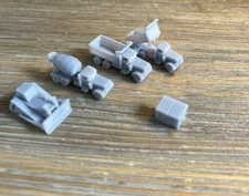 Z SCALE 1:220CONSTRUCTION 5 pc. BULLDOZER, DUMP TRUCK(s) CEMENT MIXER + DUMPSTER