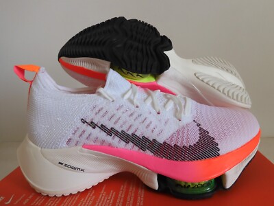 Nike Air Zoom Tempo Next% Flyknit White-Black-Coral Womens Sz