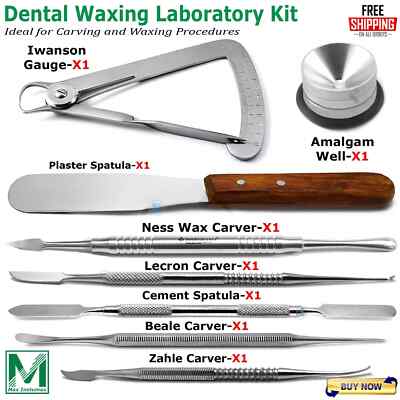DENTAL LABORATORY TECHNICIAN KIT PLASTER CEMENT MIXING SPATULA WAX CARVERS