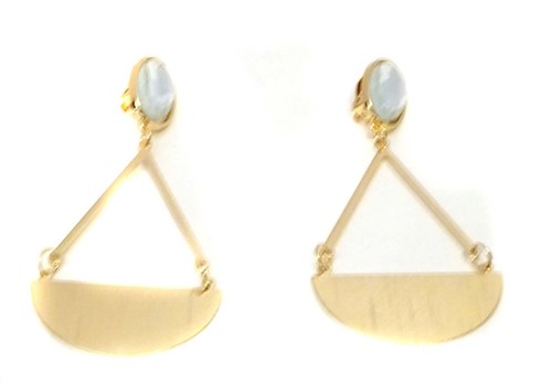 CLIP-ON EARRINGS DROP GOLD OR SILVER DANGLE ASSORTED COLORS 3.5 INCH LONG - Picture 5 of 10