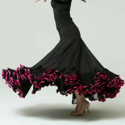Damen Rumba Latin Salsa Rock Flamenco Modern Dance Halb Kleid Swing Dancewear