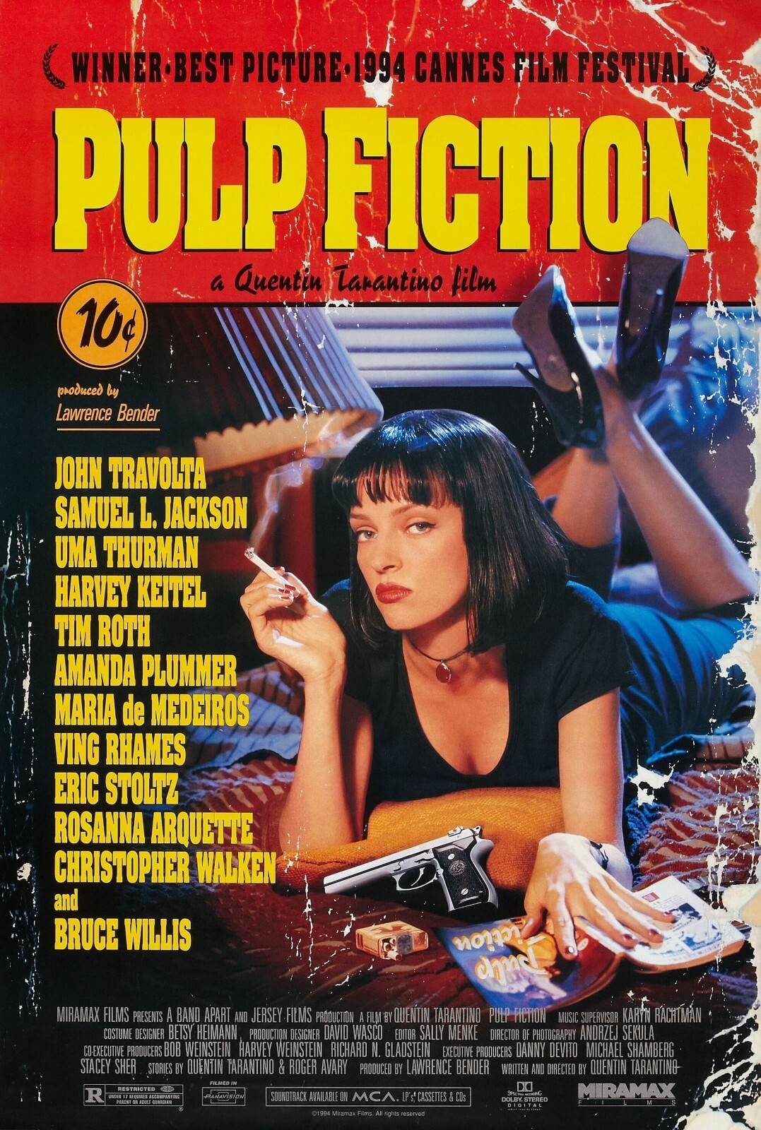 1994 Pulp Fiction Movie Poster 11X17 John Travolta Samuel L