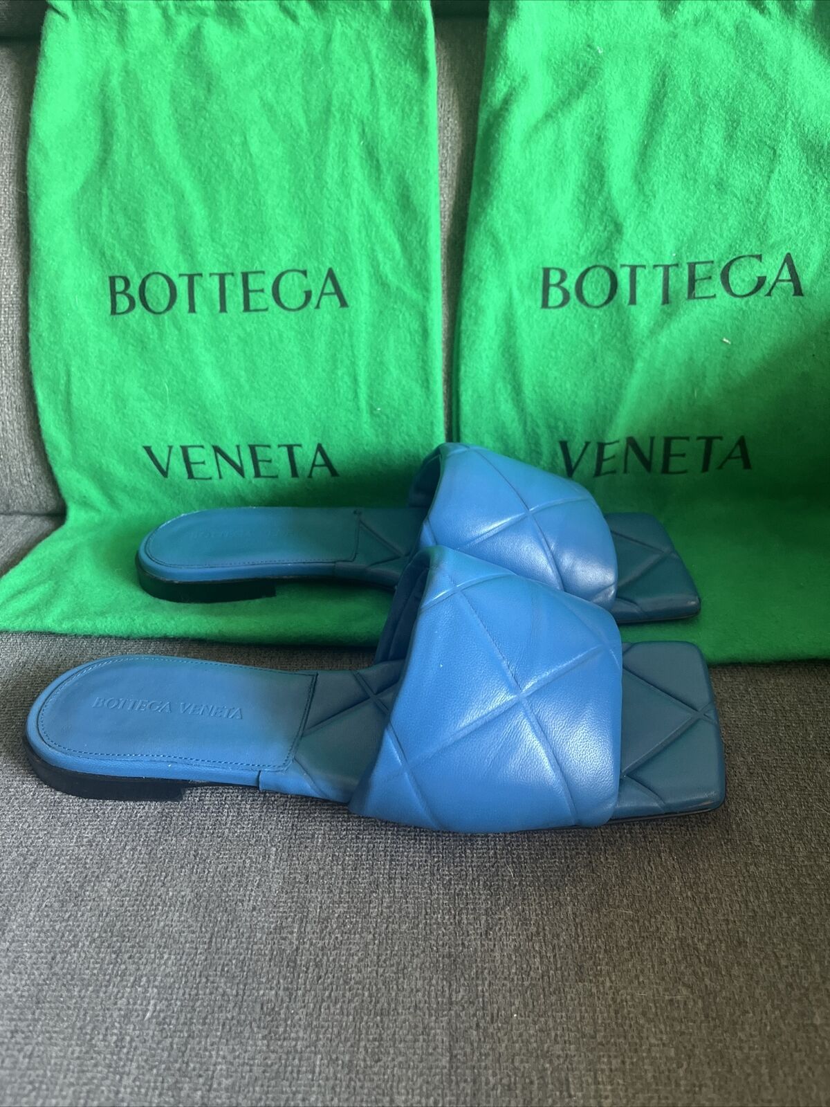 BOTTEGA VENETA The Lido Flat Sandals Sz 38 Pacifi… - image 1