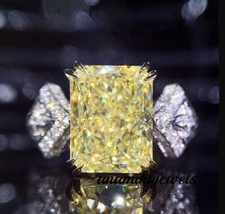 4CT Radiant Cut Real Citrine 14K 2-Tone Gold Over Engagement Wedding Ring