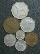 Ireland &Eacute;ire Pre-decimal Irish Circulated 7-Coin Animal Type Set Halfcrown -1/2d