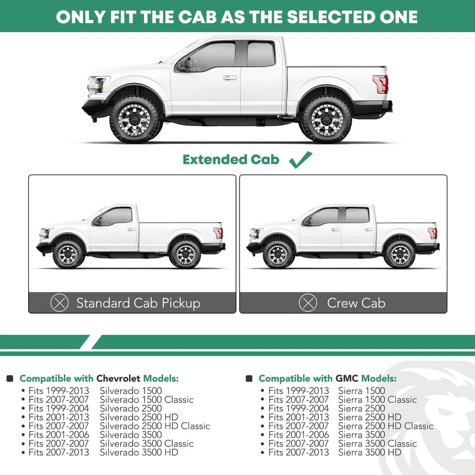 Barras laterales de acero negro texturizado de 4,25 pulgadas para Chevrolet Silverado 1500 GMC Foto 2 de 4