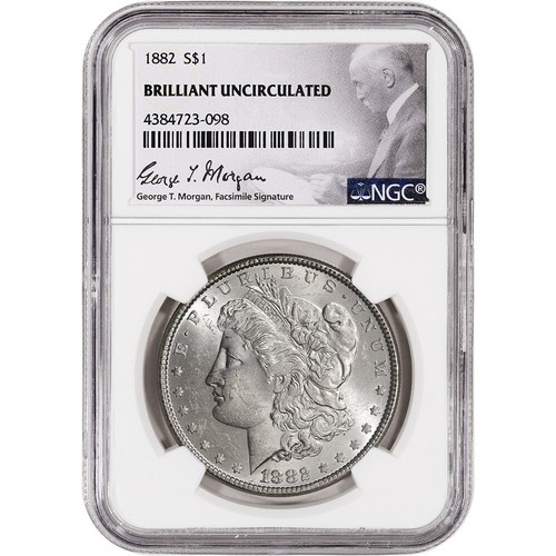 1882 US Morgan Silver Dollar $1 - NGC Brilliant Uncirculated