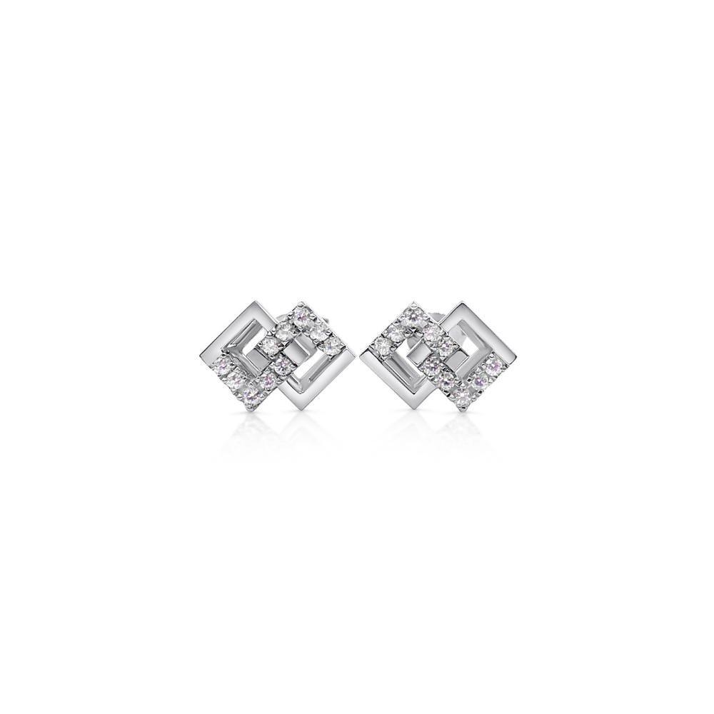 Sterling Silver 925 Cubic Zirconia Stud Earrings Eternity Design-image