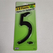 Hy-Ko 3-D Black Plastic House Number 5 Weather Resistant PN-29/5 4"