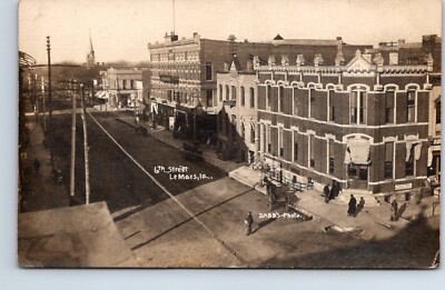 RPPC Real Photo Postcard Iowa Lemars 6th st Posted Dabbs Photo