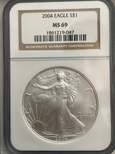 2004 $1 American Silver Eagle Dollar NGC MS69