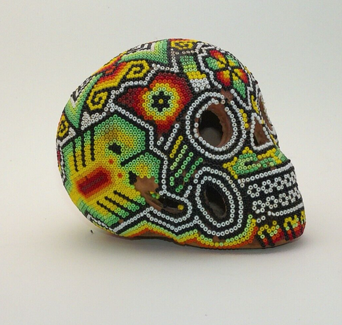Huichol Beaded Art Sugar Skull Peyote Scorpions Jalisco Calaveras Dia Muertos - Picture 5 of 8