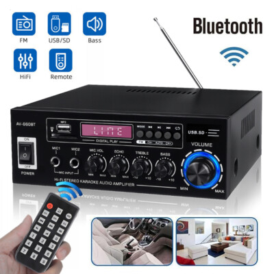 HiFi-Verstärker Mini Bluetooth 5.0 Stereo-Audioverstärker Receiver 230V, DC12V