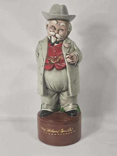 Vintage Handpainted 1974 Ceramic Mr. Wilson Smith Signed Bourbon Decanter