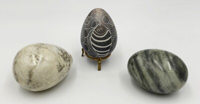 Onyx Marmor Eier Ostereier Speckstein Dekoriert Hand gekratzt