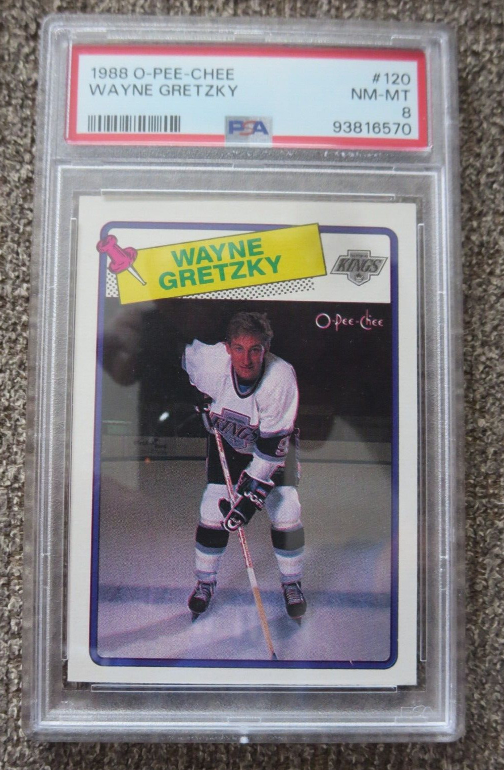 1988 O-Pee-Chee Wayne Gretzky #120 Los Angeles Kings PSA 8 Clean Fresh Slab