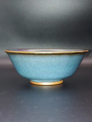 清代钧瓷紫斑天青釉茶盏Antique Chinese Qing Jun Kiln Porcelain Blue