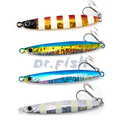 3pcs Fishing Lures Saltwater Metal Jigs Bait Trolling Sinking Glow Vertical Jigs