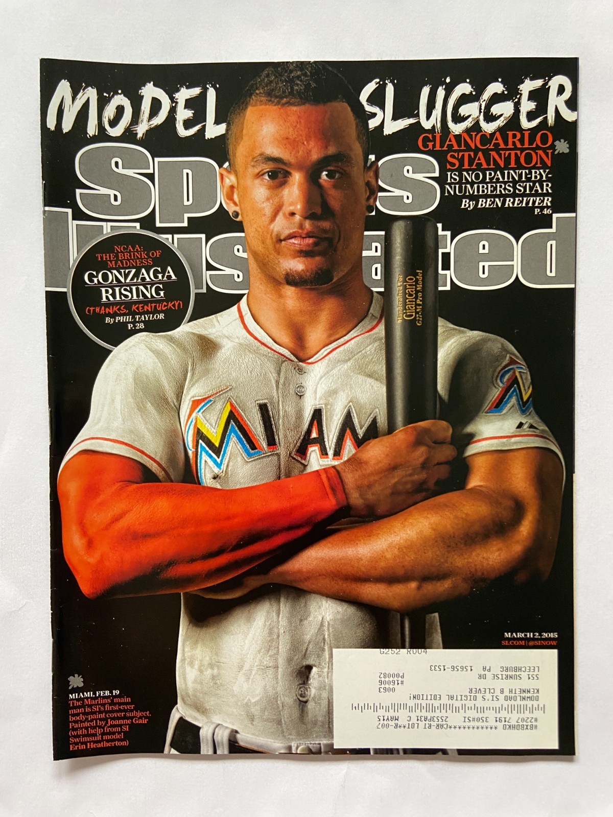 Sports Illustrated Magazine 3/2/2015 Giancarlo Stanton Miami Marlins W/ Label