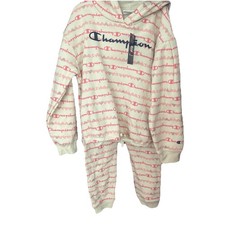 CHAMPION Kids Pink Cream Hearts Active Hoodie Sweat Pants Joggers NWT 6x