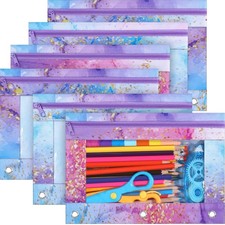 6 Pack Pencil Pouch for 3 Ring Binder Smooth Zipper 3 Ring Binder Pencil Pouc...